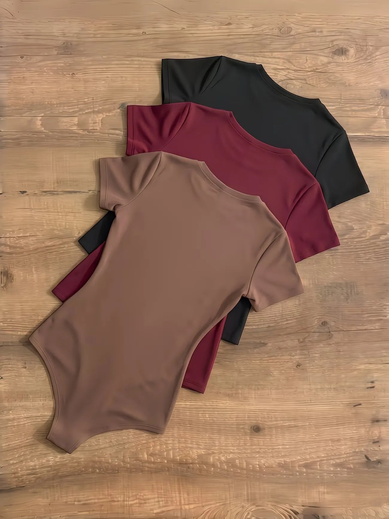 Women’s Short Sleeve Crew Neck Slim Fit Bodysuit 3-Pack Set