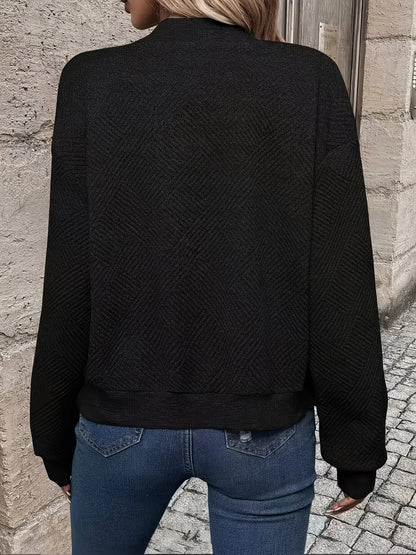 Women's Textured Zip-Up Bomber Jacket