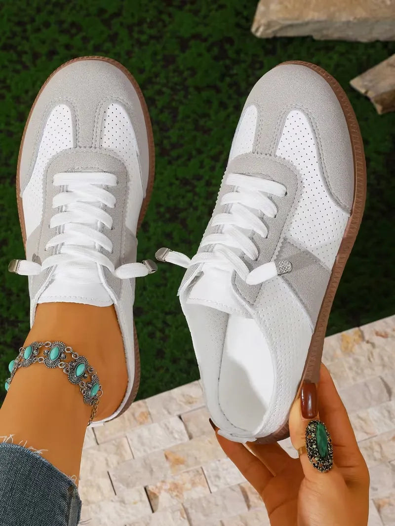 Women’s Perforated Backless Lace-Up Sneakers