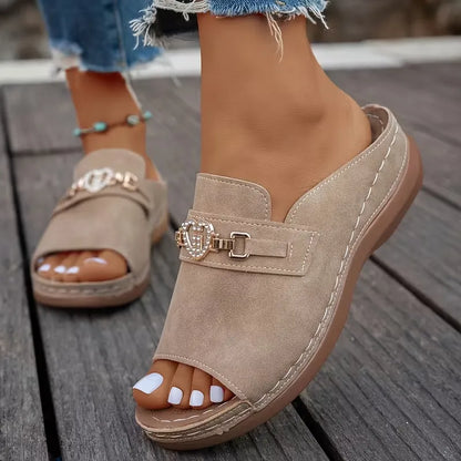 Women’s Heart Accent Open-Toe Wedge Sandals