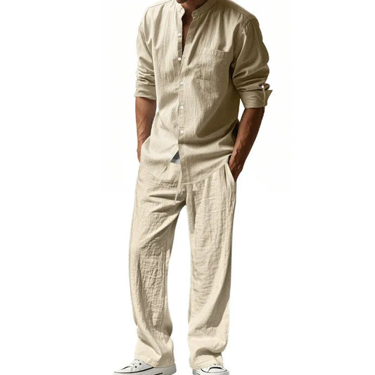 Men’s Linen-Look Shirt and Pants Set