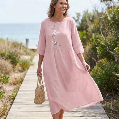 Women’s Embroidered Relaxed Fit Midi Dress