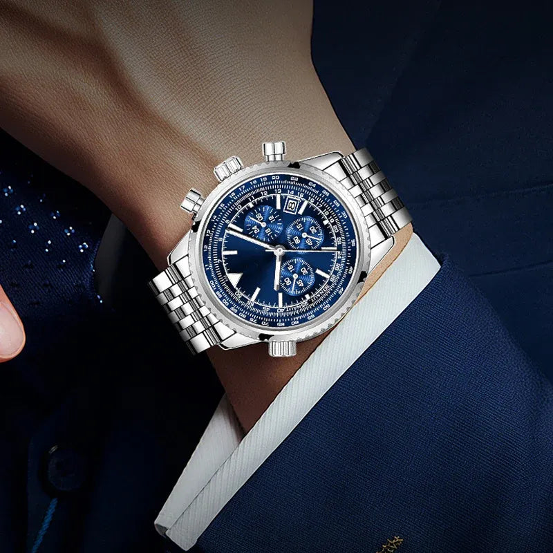 Men’s Chronograph-Style Stainless Steel Bracelet Watch