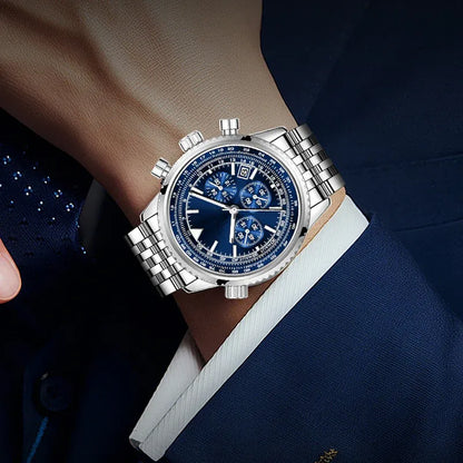 Men’s Chronograph-Style Stainless Steel Bracelet Watch