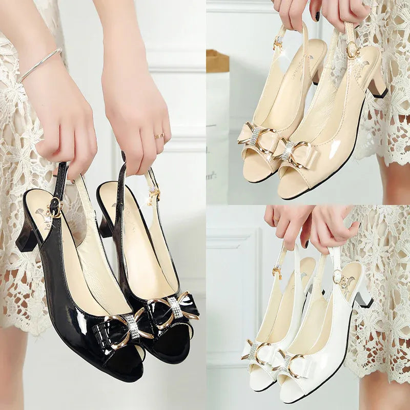 Women’s Bow-Accent Peep-Toe Slingback Heels