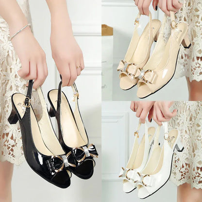 Women’s Bow-Accent Peep-Toe Slingback Heels