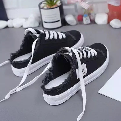 Women’s Frayed Denim Mule Sneakers