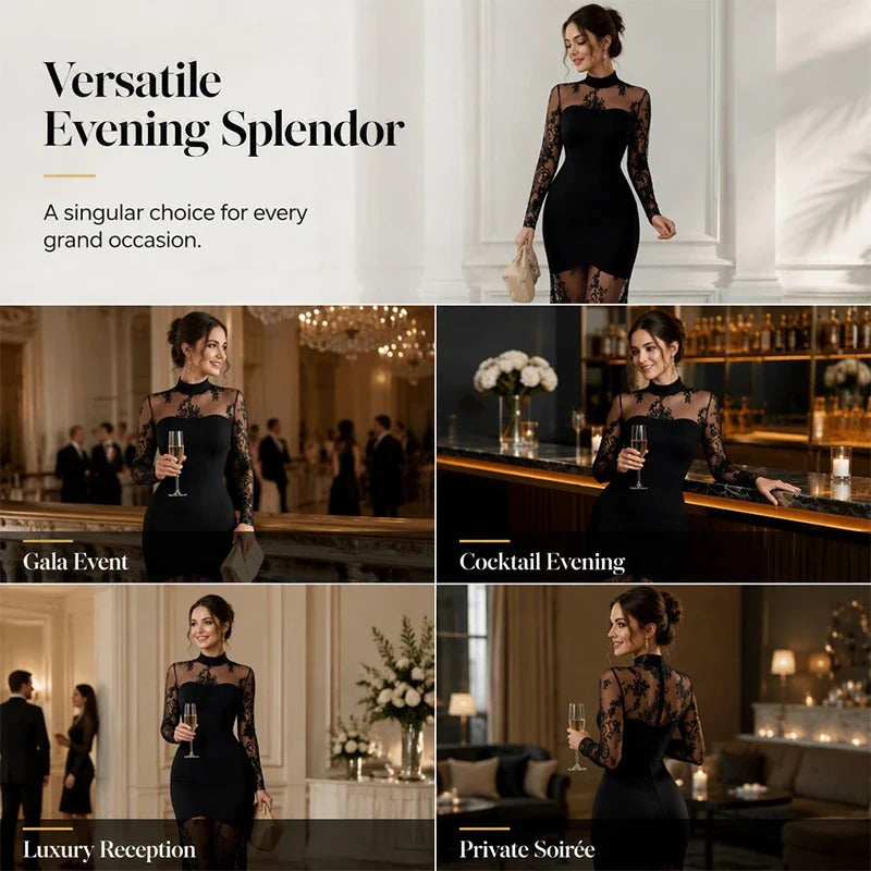 Women's Floral Lace Evening Dress
