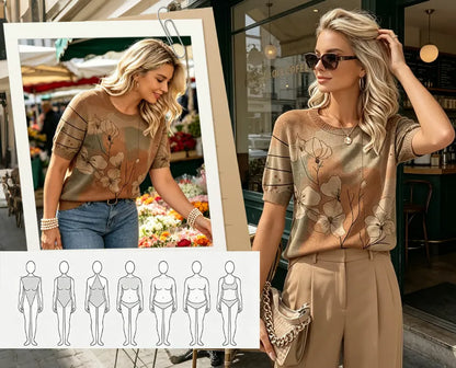 Women’s Floral Short-Sleeve Knit Top