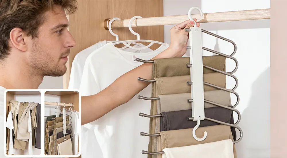 6-Tier Space Saving Foldable Pants Hanger Rack