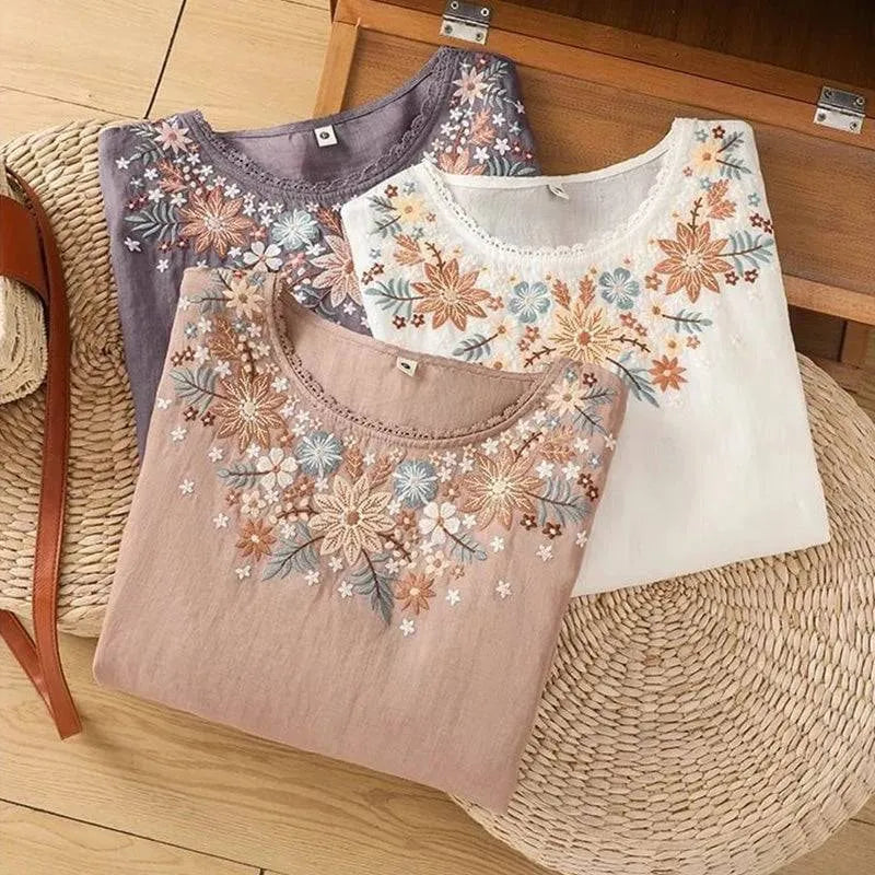 Women’s Floral Embroidered 3/4 Sleeve Blouse