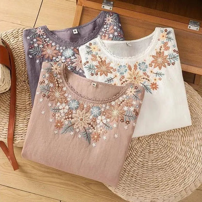 Women’s Floral Embroidered 3/4 Sleeve Blouse