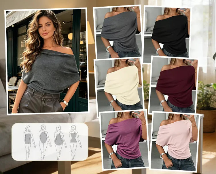 Women’s Draped Off-Shoulder Batwing Top