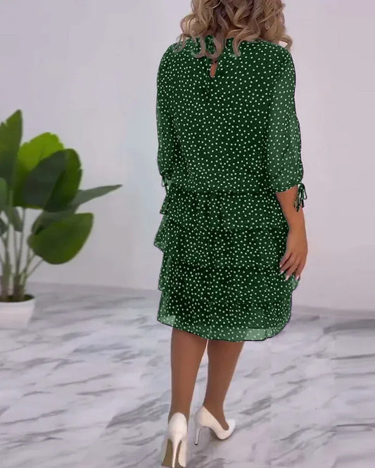 Women’s Elegant Polka Dot Layered Midi Dress