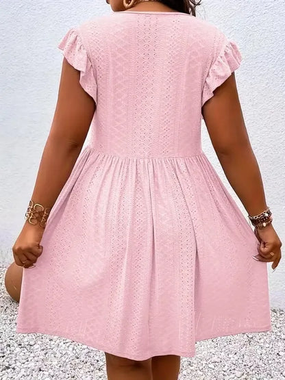 Women's Crisscross V-Neck Flutter Sleeve Dress