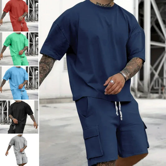 Men’s Relaxed Fit T-Shirt &amp; Cargo Shorts Set