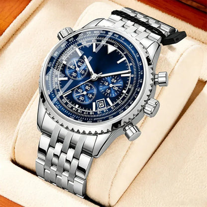 Men’s Chronograph-Style Stainless Steel Bracelet Watch