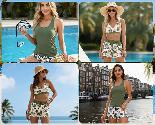 Women's Three-Piece Tankini Swim Set