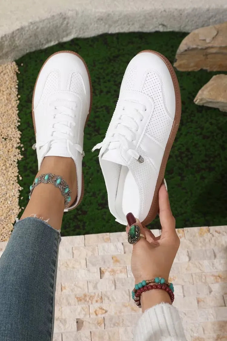 Women’s Perforated Backless Lace-Up Sneakers