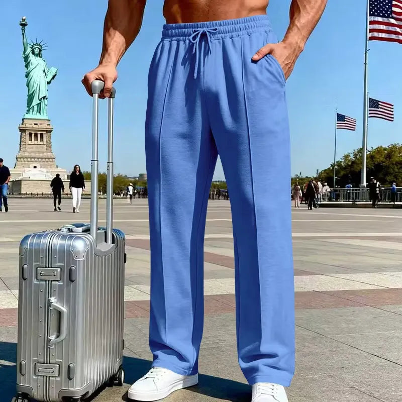 Men's Elastic Waist Straight Leg Drawstring Pants