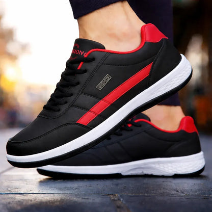 Men’s Casual Lace-Up Leather-Look Sneakers