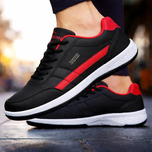 Men’s Casual Lace-Up Leather-Look Sneakers