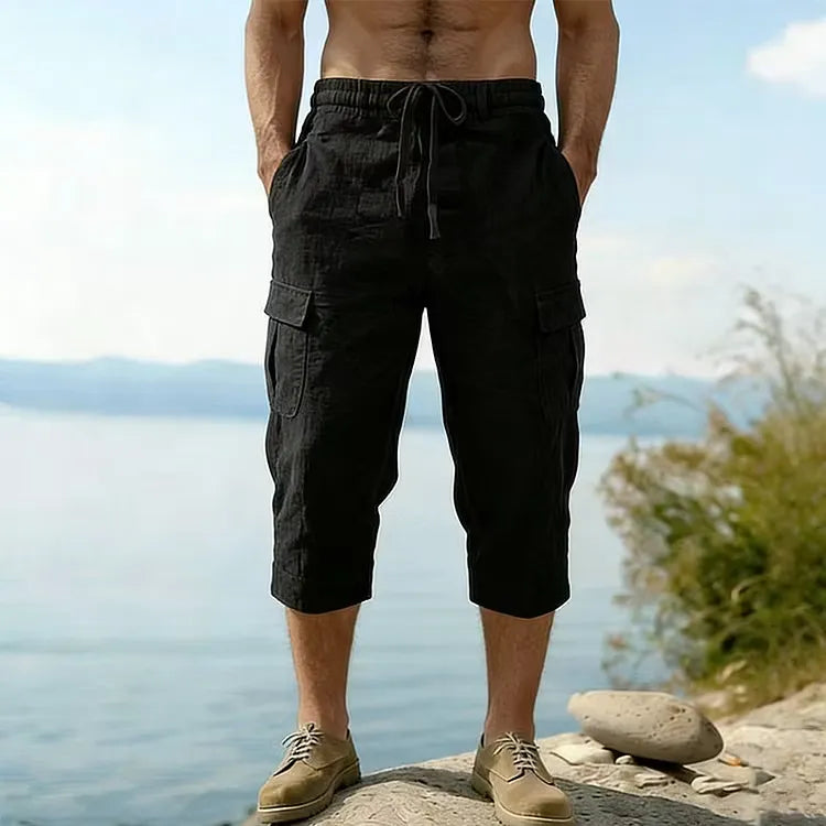 Men's Drawstring Cargo Capri Pants