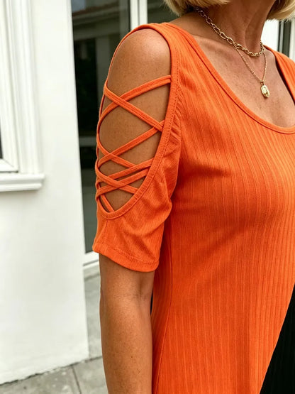 Women's Colorblock Cold-Shoulder Dress