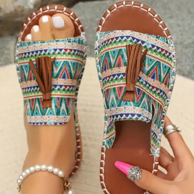 Women’s Boho Print Slip-On Sandals