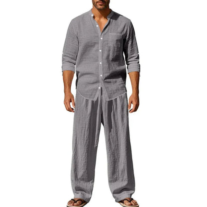Men’s Linen-Look Shirt and Pants Set