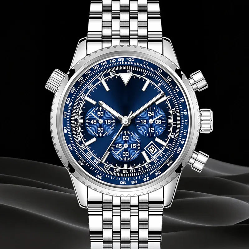 Men’s Chronograph-Style Stainless Steel Bracelet Watch