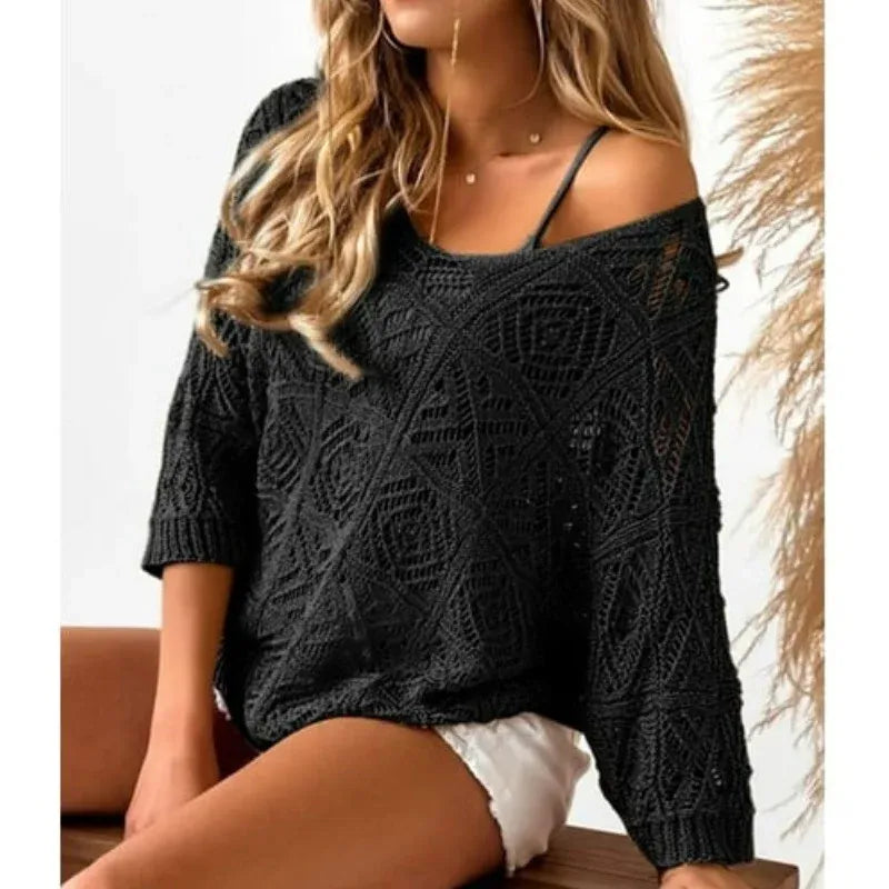 Women’s Openwork Crochet Knit Top