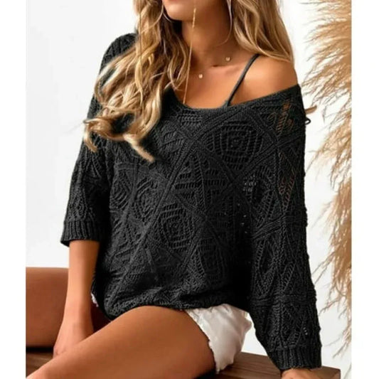 Women’s Openwork Crochet Knit Top