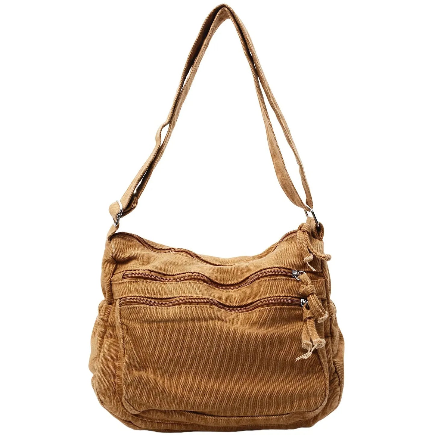 Multi-Pocket Canvas Crossbody Bag