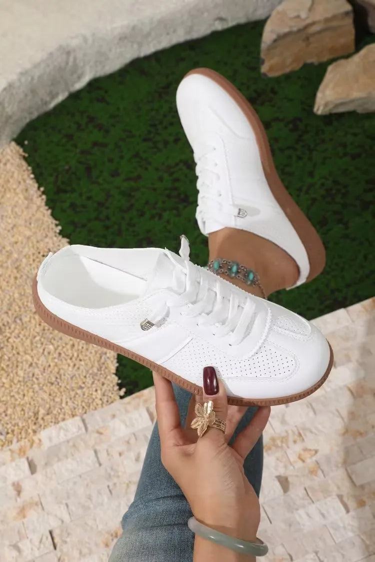 Women’s Perforated Backless Lace-Up Sneakers
