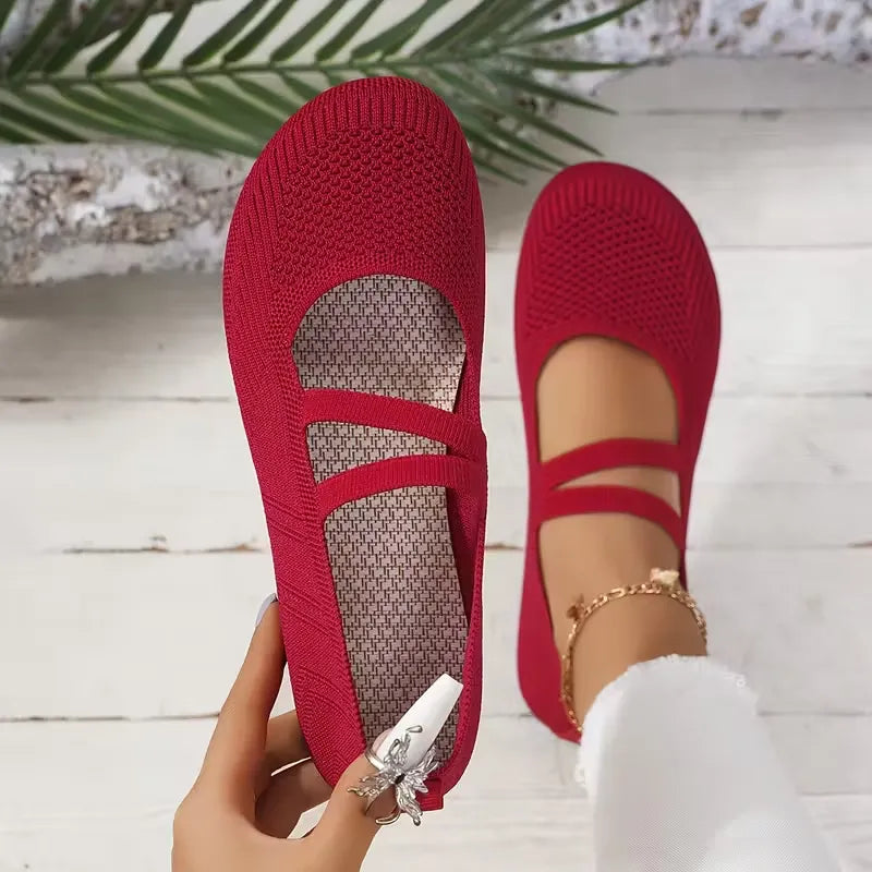 Women’s Breathable Knit Mary Jane Flats