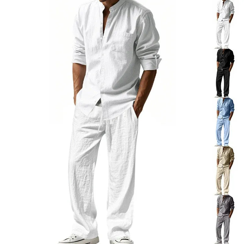 Men’s Linen-Look Shirt and Pants Set