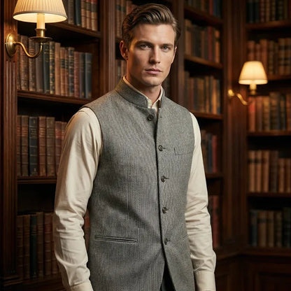 Men’s Herringbone Stand Collar Vest