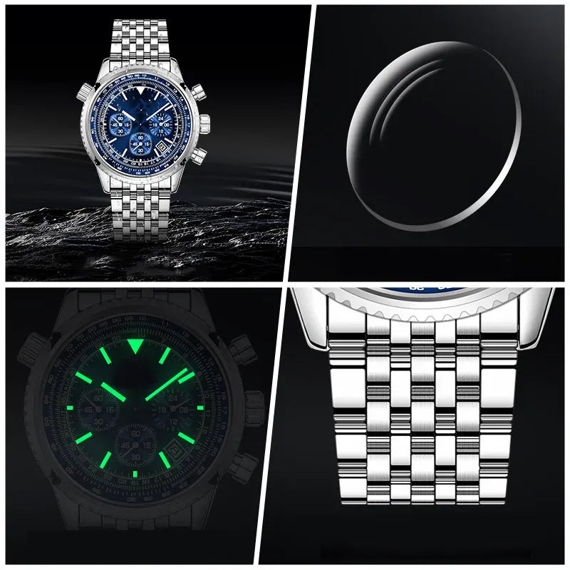 Men’s Chronograph-Style Stainless Steel Bracelet Watch