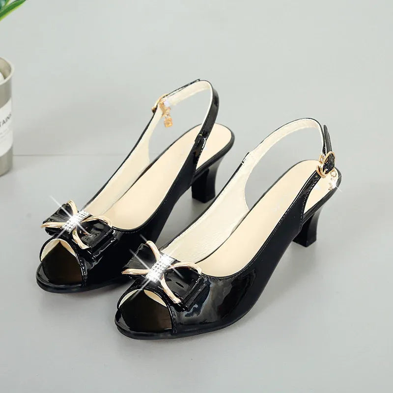 Women’s Bow-Accent Peep-Toe Slingback Heels