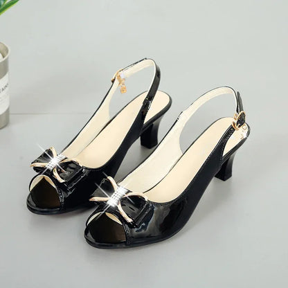 Women’s Bow-Accent Peep-Toe Slingback Heels