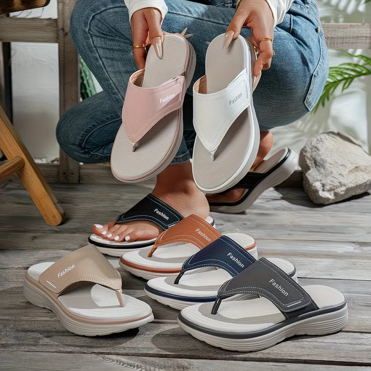 Women’s Thick Sole Comfort Flip-Flop Sandals