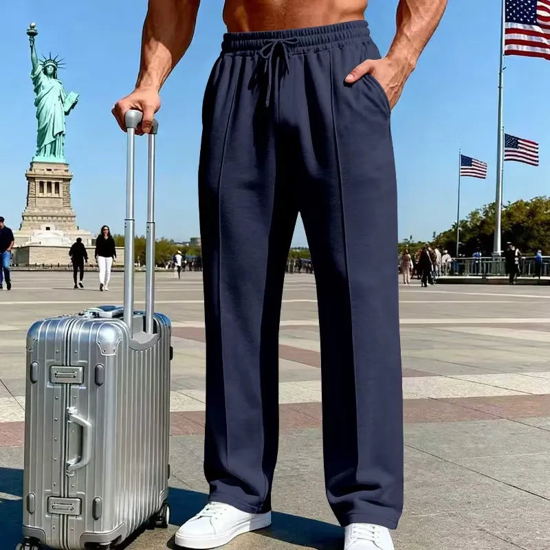 Men's Elastic Waist Straight Leg Drawstring Pants