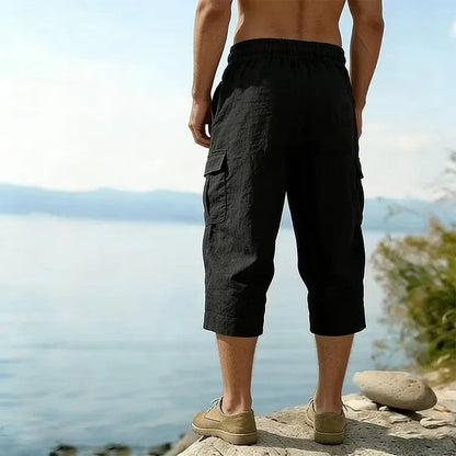 Men's Drawstring Cargo Capri Pants