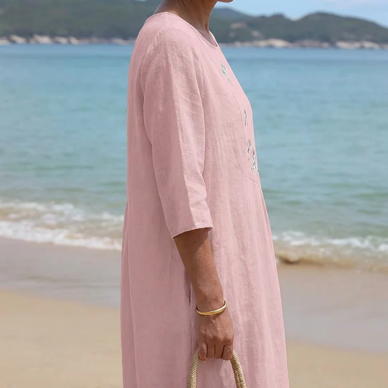 Women’s Embroidered Relaxed Fit Midi Dress