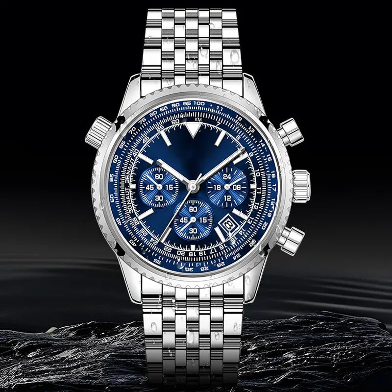 Men’s Chronograph-Style Stainless Steel Bracelet Watch