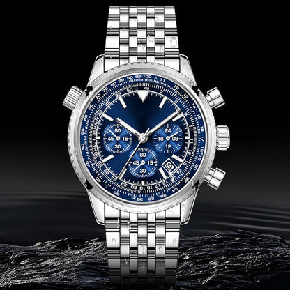 Men’s Chronograph-Style Stainless Steel Bracelet Watch