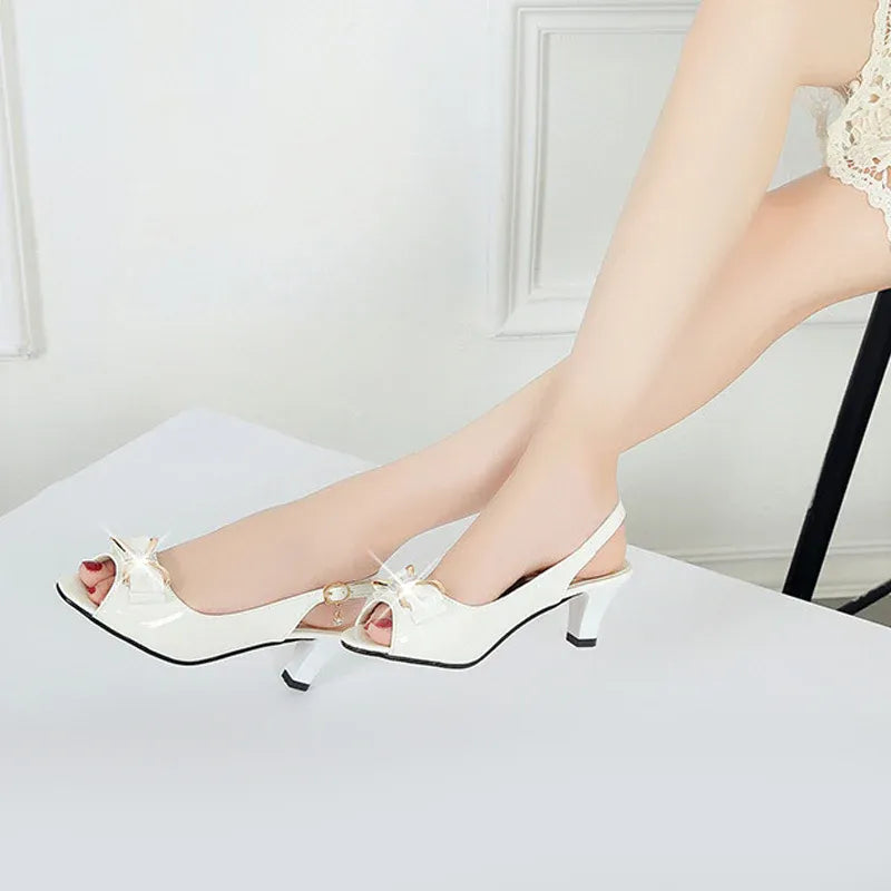 Women’s Bow-Accent Peep-Toe Slingback Heels