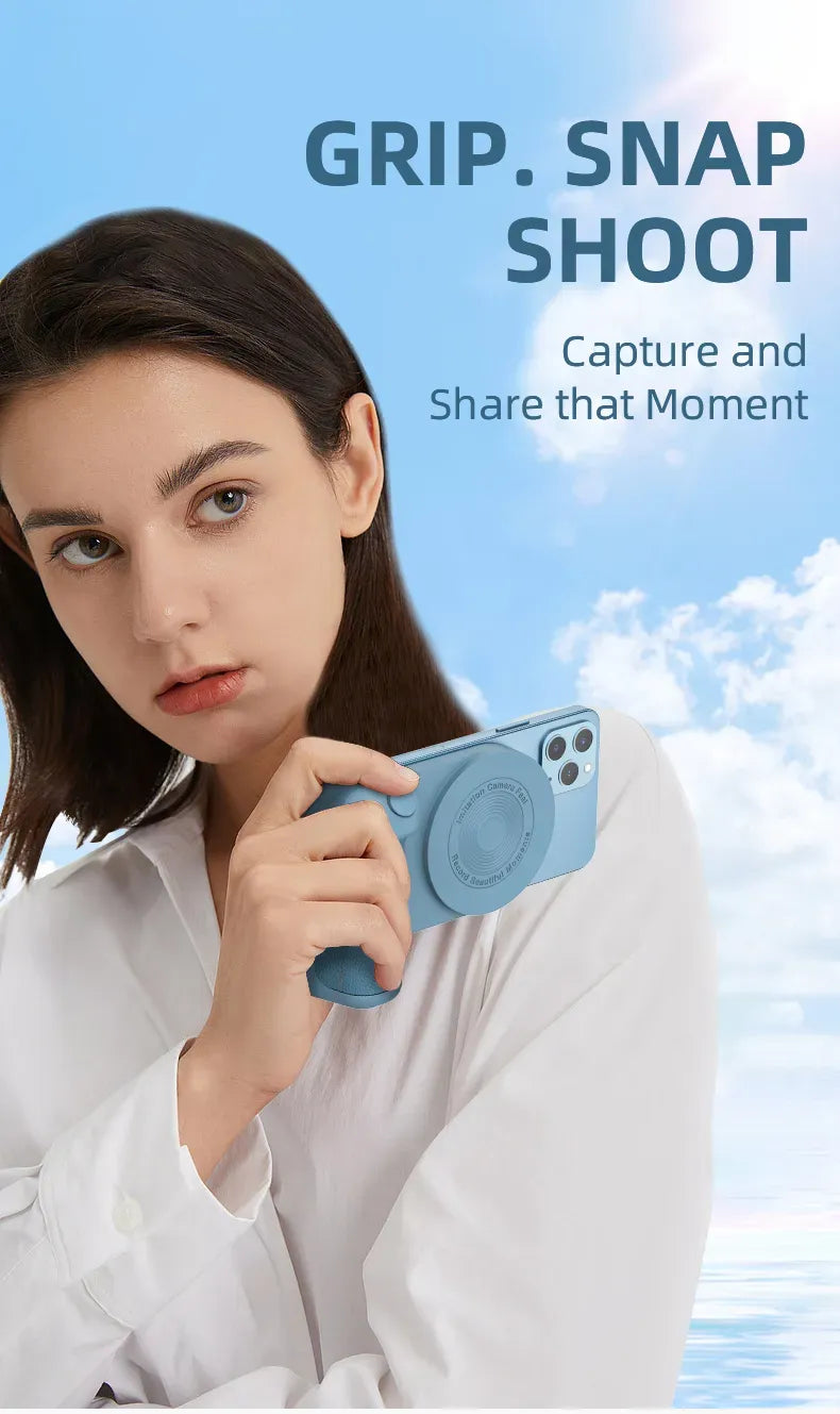 Magnetic Wireless Charging Camera Grip with Bluetooth Shutter