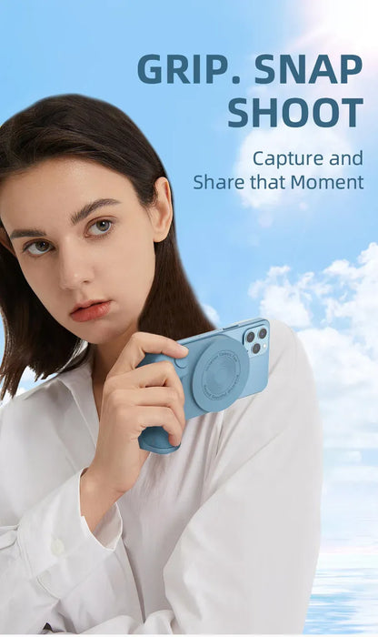 Magnetic Wireless Charging Camera Grip with Bluetooth Shutter